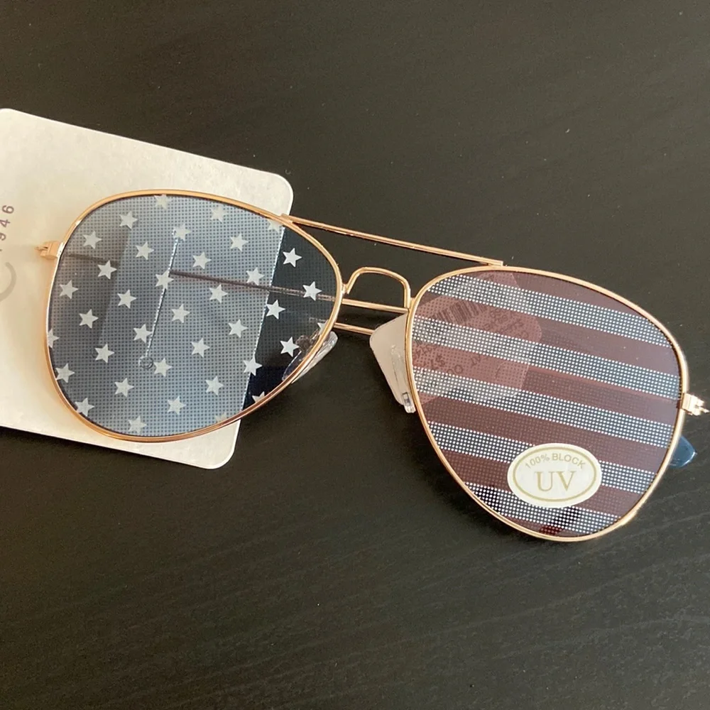 American πΊπΈ USA flag Aviatorβ€οΈπ Patriot sunglasses Stars and Stripes 4th July - Picture 1 of 9